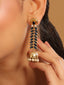 22K Gold-Plated Blue Onyx & Pearl Studded Dome Shaped Jhumkas