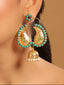 22K Gold Plated Turquoise Stone Studded Contemporary Mini Jhumki Dangler Earrings