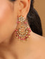 22k Gold-Plated Kundan Chandbali Earrings with Pink Stones
