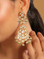 22K Gold Plated Chandbali Stone Drop Kundan Earrings