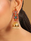 22K Gold-Plated Enamel & Beaded Dome Shaped Jhumka Earrings