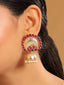 22K Gold Plated Ruby & Pearl Studded Dome Shaped Jhumkas