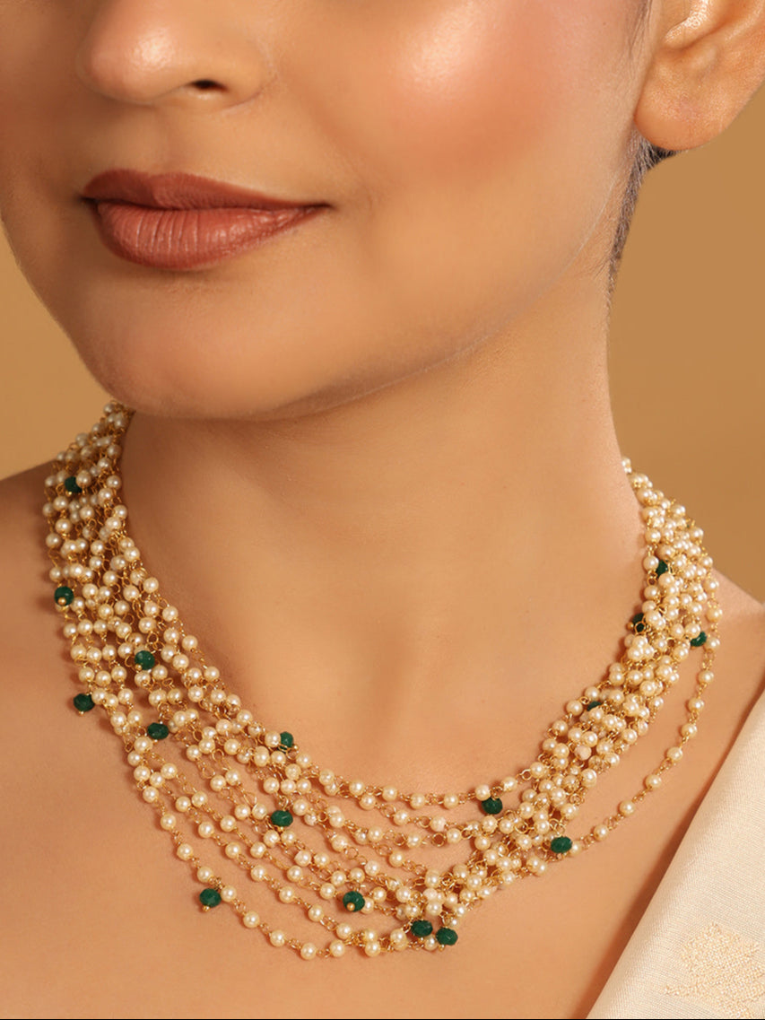 22K Gold-Plated Multiple Pearl Strings Layered Necklace – Nuyug