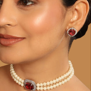 Ruby Elegance Pearl Choker
