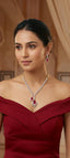 Roohani American Diamond High Low Ruby Necklace Set
