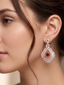 Red Pear Drop Earrings with Baguette