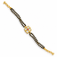 NUYUG Mangalsutra Bracelet for Women 22K Gold Plated Brass Four-Petal Kundan Centre with Double Strands of Black Beads