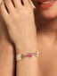 22K Gold Plated Ruby Blossom Pearl Bracelet