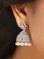 Rhodium-Plated Zircon Studded Dome Silver Jhumki Earrings