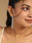 Rhodium-Plated Cubic Zirconia Studded Anti Tarnish Sleek Petal Drop Cocktail Earrings