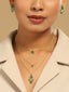 18K Gold-Plated Faux Emerald Studdded Minimal Layered Chain Necklace