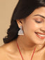 Rhodium-Plated Zircon Studded Dome Silver Jhumki Earrings