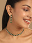 Rhodium-Plated Green Stone Studded Minimal Choker Set