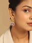 22K Gold-Plated CZ Studded Peacock Motif Statement Stud Earrings