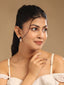 Rhodium-Plated Blue Stone Studded Contemporary Pearl Studs