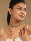 Rhodium-Plated Green Stone Studded Minimal Choker Set