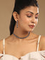 Rhodium-Plated Artificial Blue Stone Studded Minimal Choker Set