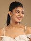 Rhodium-Plated Cubic Zirconia Studded Anti Tarnish Sleek Petal Drop Cocktail Earrings