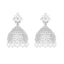 Rhodium-Plated Zircon Studded Dome Silver Jhumki Earrings