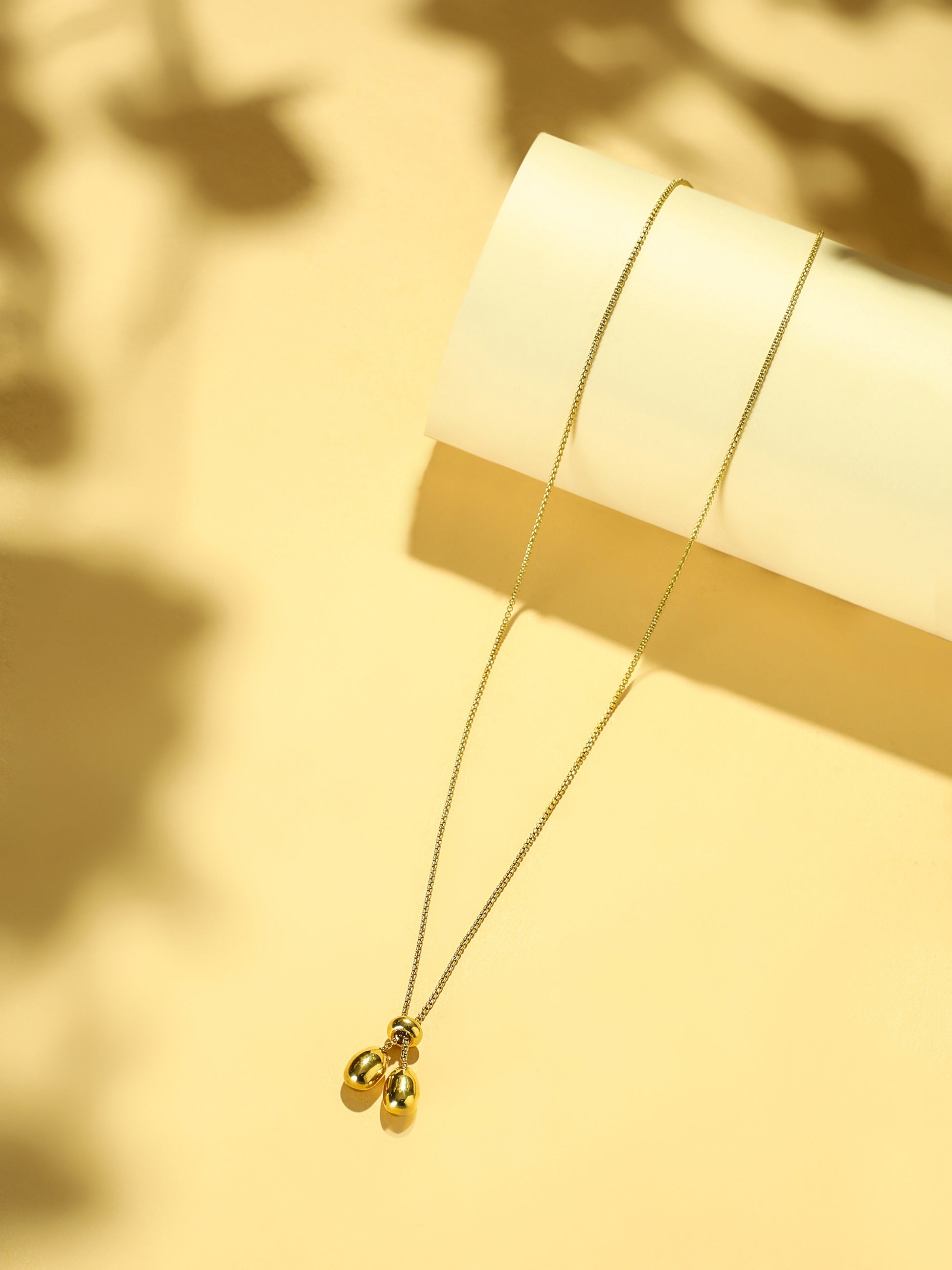Gold-Plated Stainless Steel Minimal Adjustable Drawstring Necklace