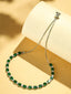Rhodium-Plated Green Stone Studded Minimal Choker Set