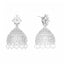 Rhodium-Plated Zircon Studded Dome Silver Jhumki Earrings