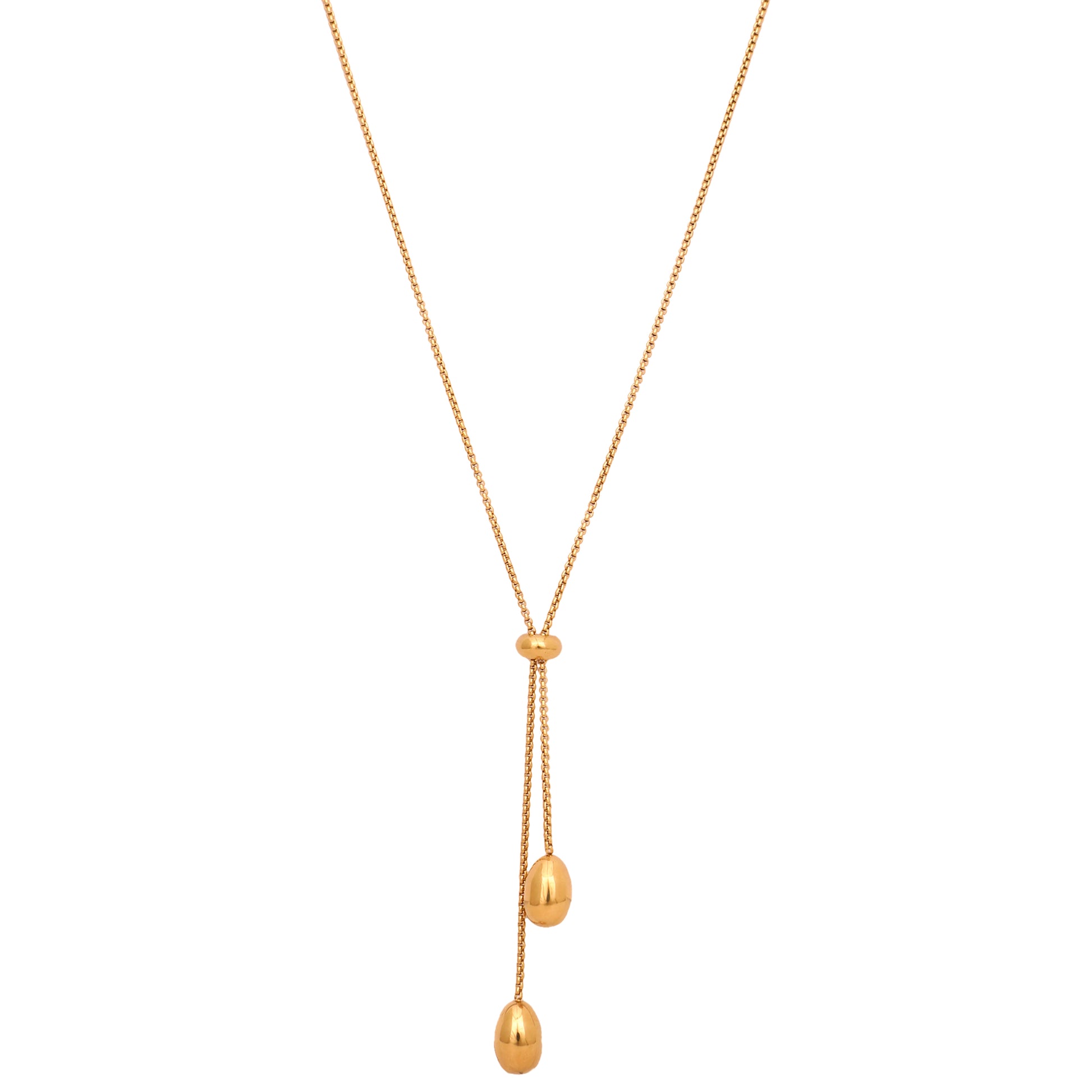 Gold-Plated Stainless Steel Minimal Adjustable Drawstring Necklace