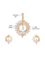 A gold-toned floral pendant necklace with a AAA cubic zircon centre and marquise halo, paired with matching stud earrings