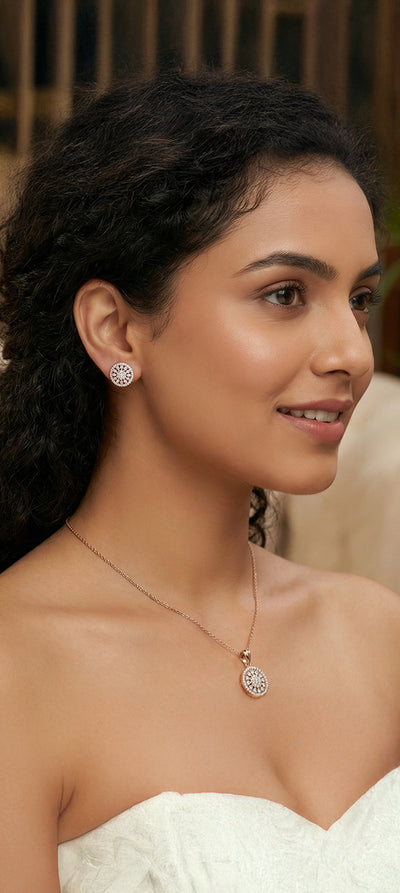 Gold Classic American Diamond Necklace Set