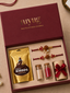 Nuyug Divine Red Kundan Rudraksha Rakhi Hamper