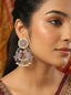 Rosy Silver Oxidized Chandbali Earrings