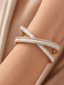 Crossed Baguette Ribbon Bracelet